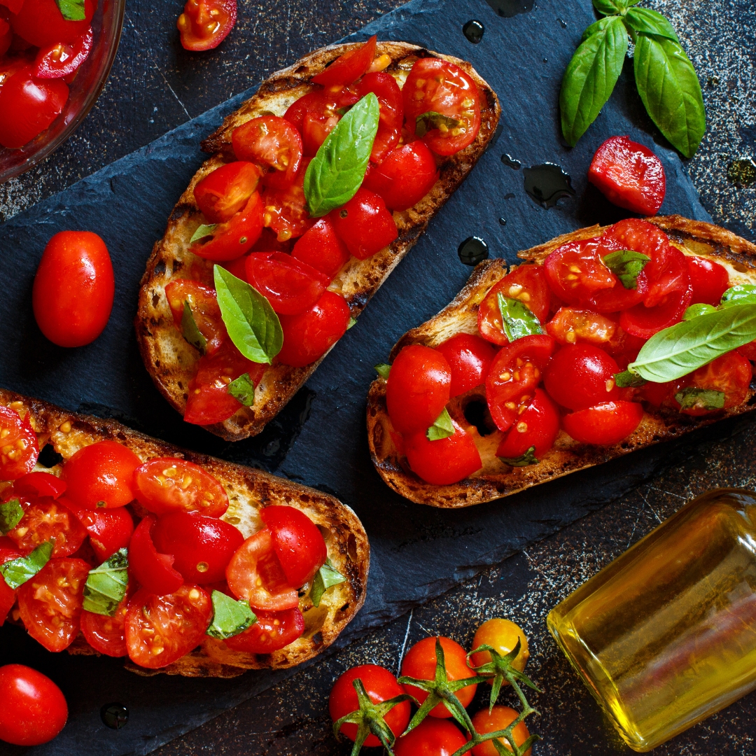 Bruschetta with Confit Garlic, Roasted Tomato & Ricotta