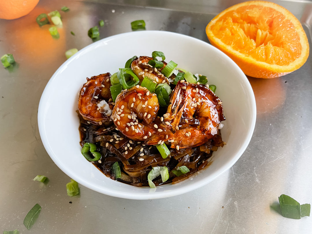 Sweet & Spicy Sticky Shrimp Noodles