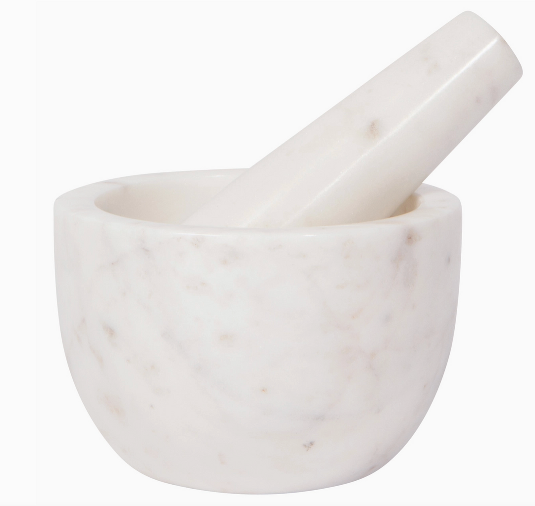 Mortar + Pestle: White Marble